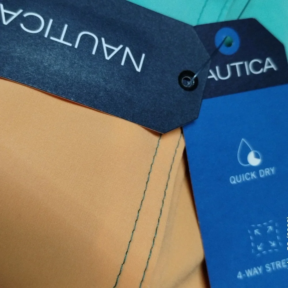 Nautica Mens XXL Board Shorts 8.5 Inseam Colorblock Quick Dry Swim Trunks T55137
